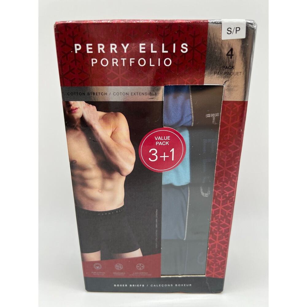 Perry Ellis Portfolio Cotton Stretch Boxer Briefs Multicolor 4 Pack Size S - Picture 8 of 12